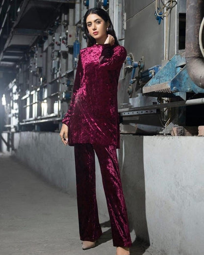 2 Unstitched Velvet Plain Suits for Women